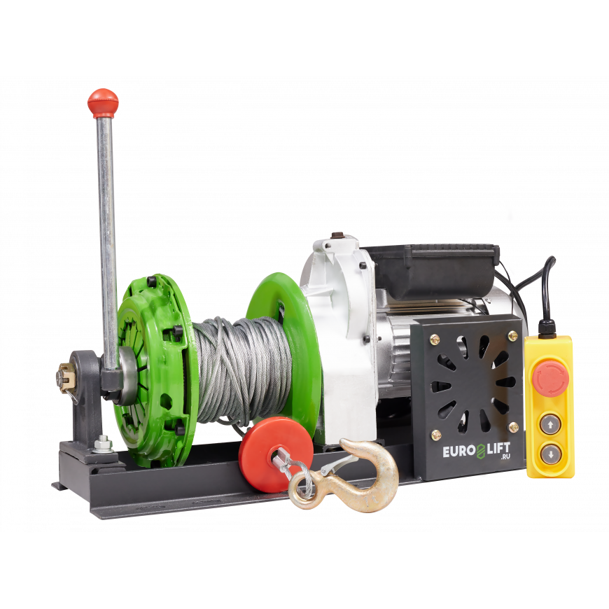 Лебедка KCD-M 400кг, 30м, U=220 В электрическая монтажная с рычагом Euro-Lift